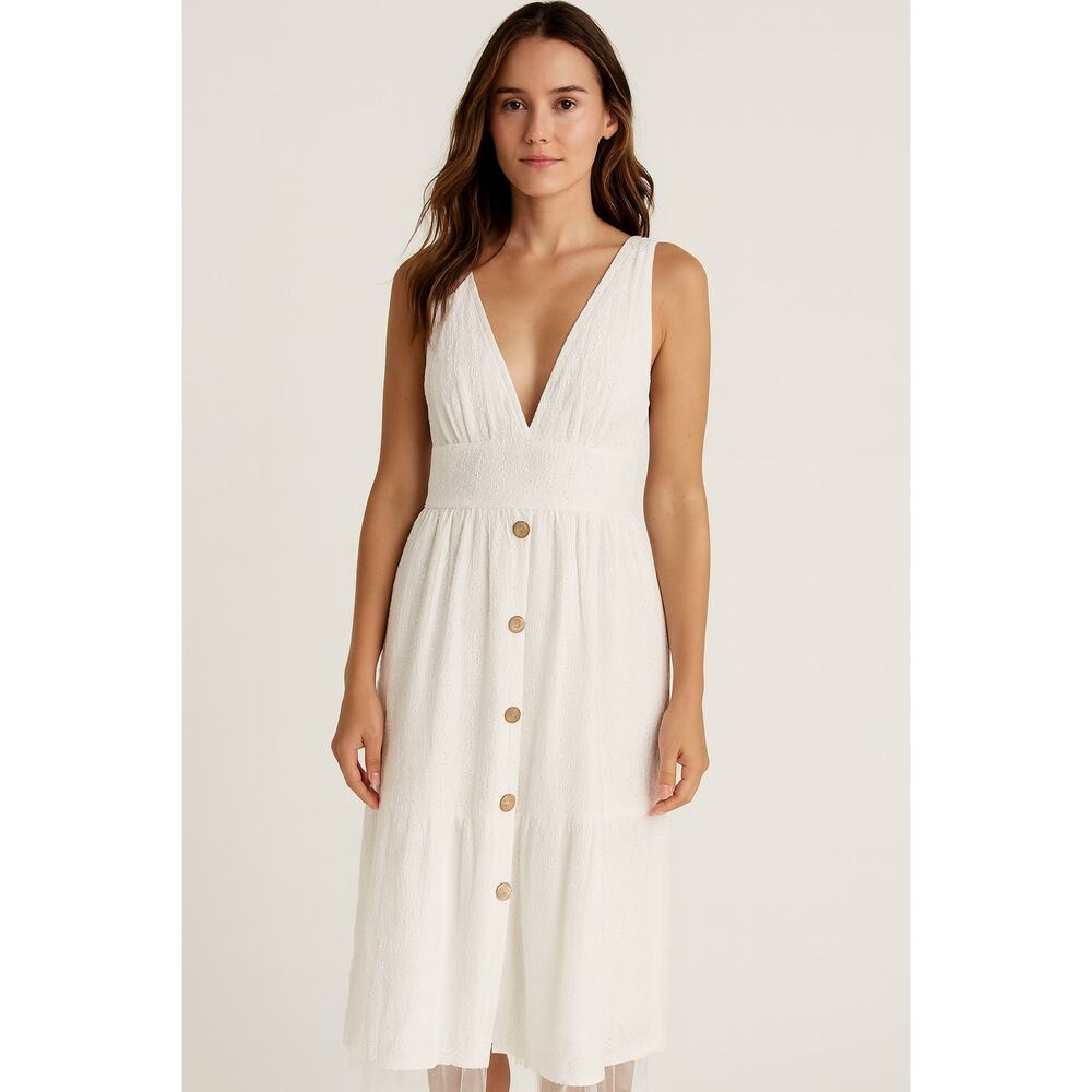 Altar'd State Eyelet Embroidered Halter White Dress Sz Small Women 100% Cotton